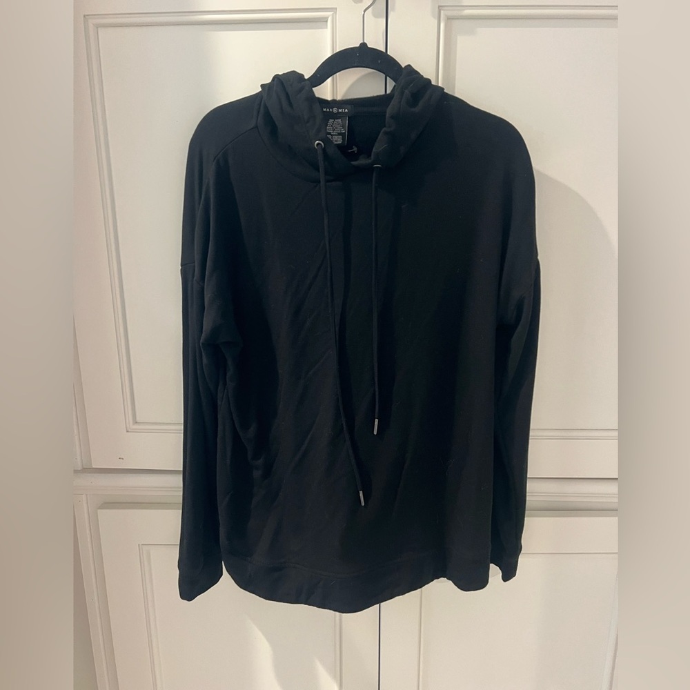 Max and Mia Black Hoodie with Drawstrings